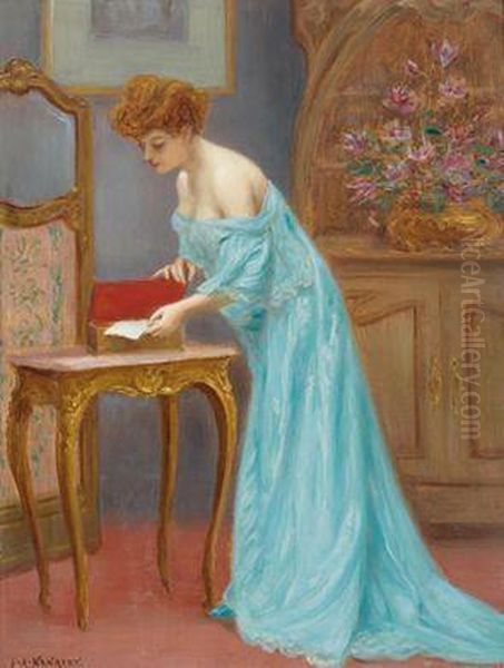 Curieuse Oil Painting by Jules Armand Hanriot