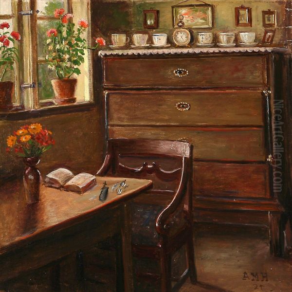 Country Interior Oil Painting by Anne Marie Hansen