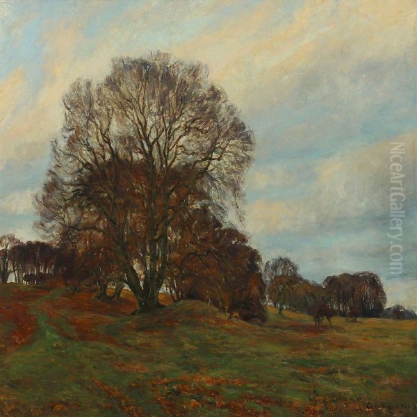 Scenery From The Deer Park Oil Painting by Carl Hansen