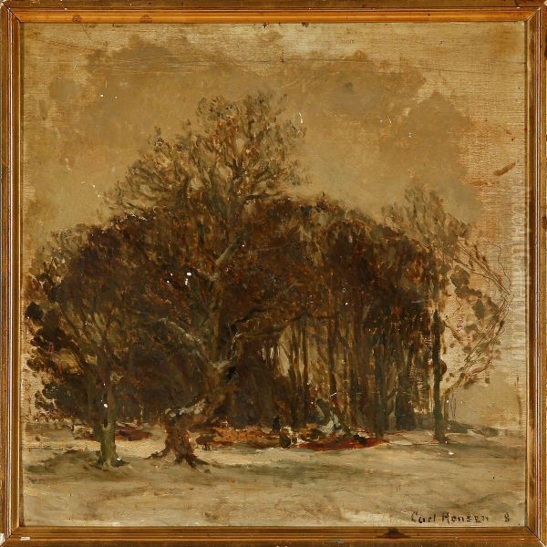 An Autumn Forest Oil Painting by Carl Hansen