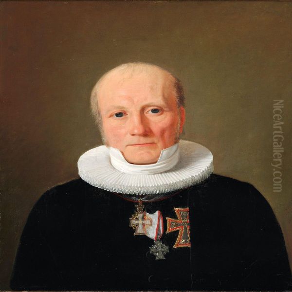 Portrait Of Chaplain-in-ordinary Oil Painting by Constantin Hansen