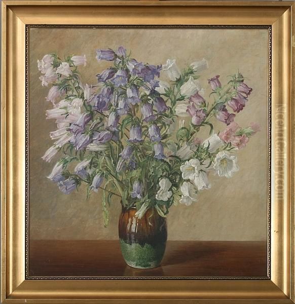 Harebells In A Vase Oil Painting by Hans Hansen