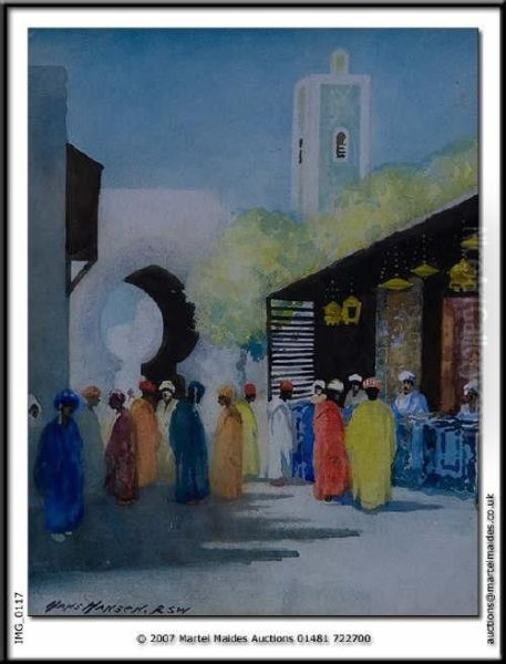 Tangiers Market Oil Painting by Hans Hansen