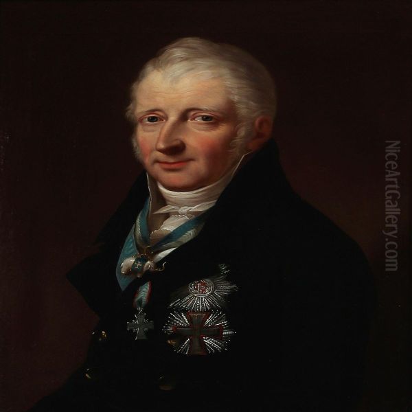 Portrait Of Minister Of The Privy Council Ove Rammel Sehested Oil Painting by Hans Hansen