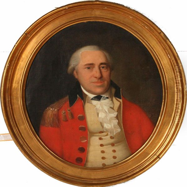 Portrait Of Major Rosenorn In Red Uniform Jacket And Whitevest Oil Painting by Hans Hansen