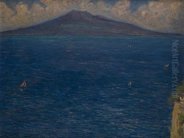 Veduta Della Baia Di Napoli Con Il Vesuvio Oil Painting by Hans Andersen Hansen