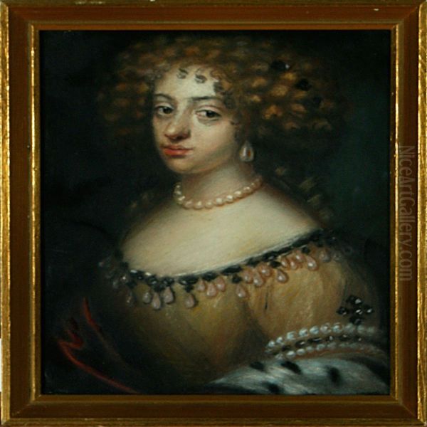 A Portrait Of Dutchess Anna Sofie Of Sachsen Oil Painting by Hans Christian Hansen