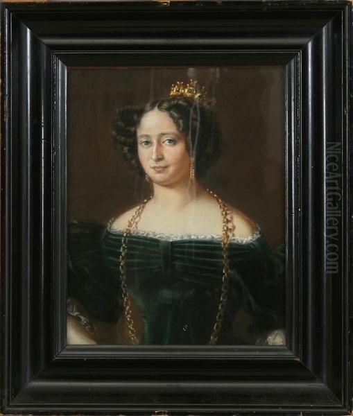 Portrait Of Dronning Caroline Amalie Oil Painting by Hans Christian Hansen