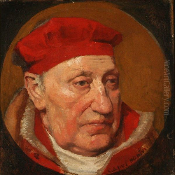 Portrait Of A Roman Cardinal Oil Painting by Hans Nikolaj Hansen