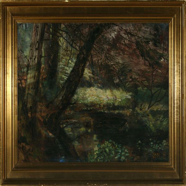 Ved Skovsoen Oil Painting by Hans Nikolaj Hansen