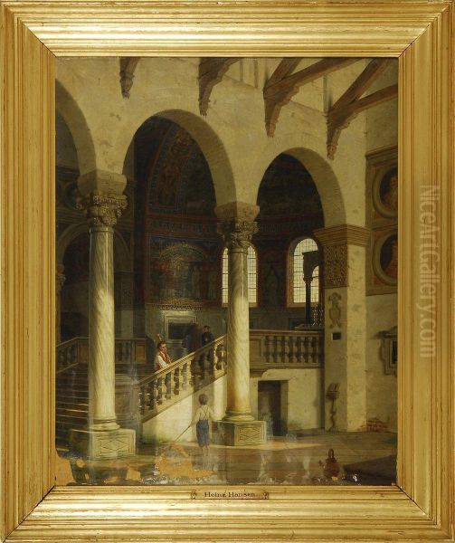 Interior Fra Kirken St. Vitale I Ravenna Oil Painting by Heinrich Hansen