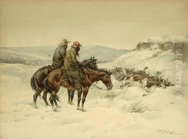 The Last Of The Herd Oil Painting by Herman Wendleborg Hansen