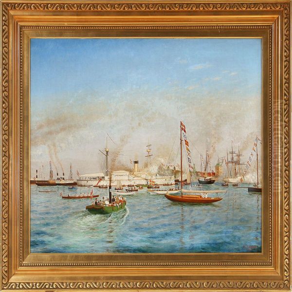 The Danish Warshipvalkyrien Arrive Copenhagen Oil Painting by Jacob Hansen