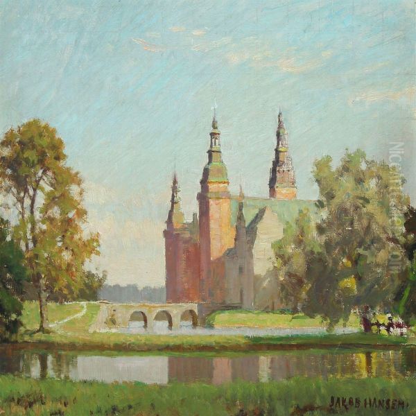 View With Frederiksborg Castle Oil Painting by Jakob Hansen