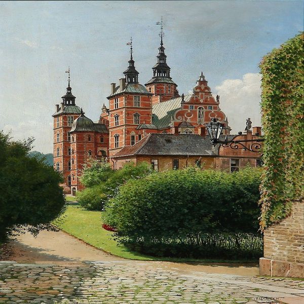 Summer Day At Rosenborg Castle In Copenhagen Oil Painting by Josef Theodor Hansen