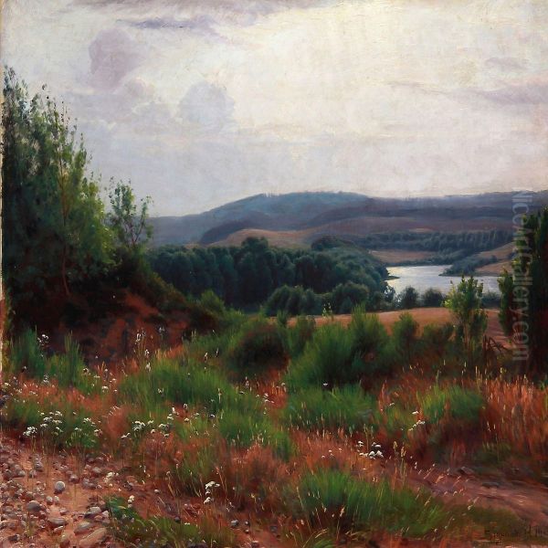 Danish Summer Landscape Oil Painting by Sigvard Hansen