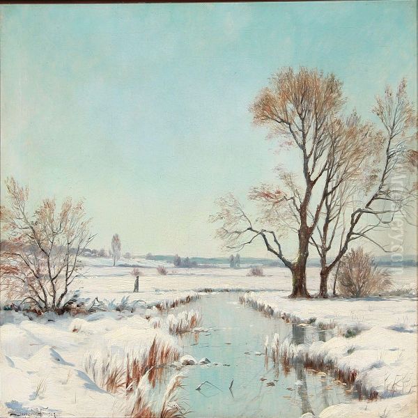 Winter Day On The Country Oil Painting by Sigvard Hansen