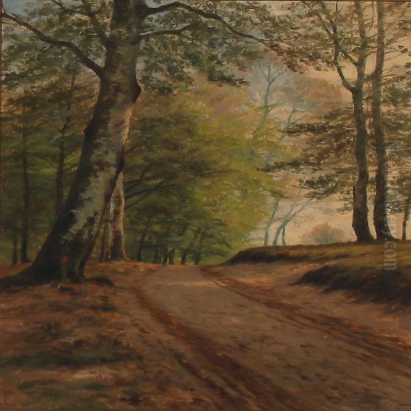 Fra Orholm Skov Oil Painting by Niels Hansen-Jacobsen