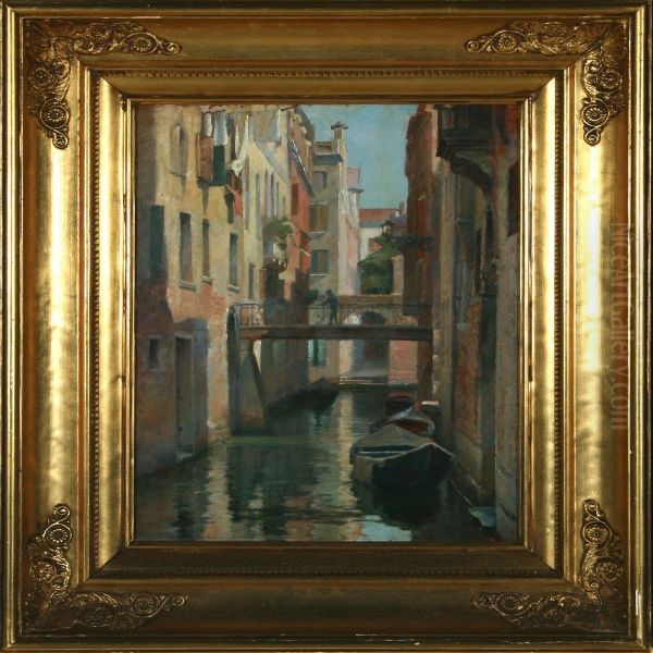 Scenery From Venice Oil Painting by Bertel Hansen-Svaneke