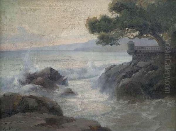 Coastal Landscape Oil Painting by Aleksei Vasilievich Hanzen