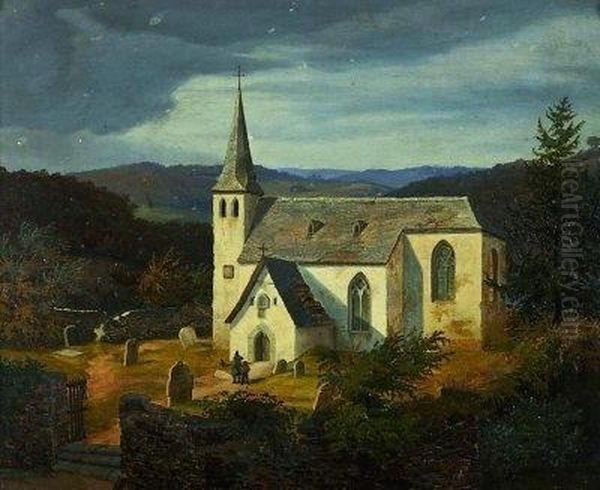 Einsame Kirche Im Bergischen Oil Painting by Peter Heinrich Happel