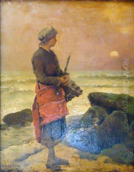 Ramasseuses De Coquillage Oil Painting by George Haquette