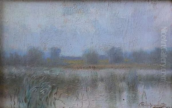 Paysage Au Lac (1921) Oil Painting by Marceli Harasimowicz