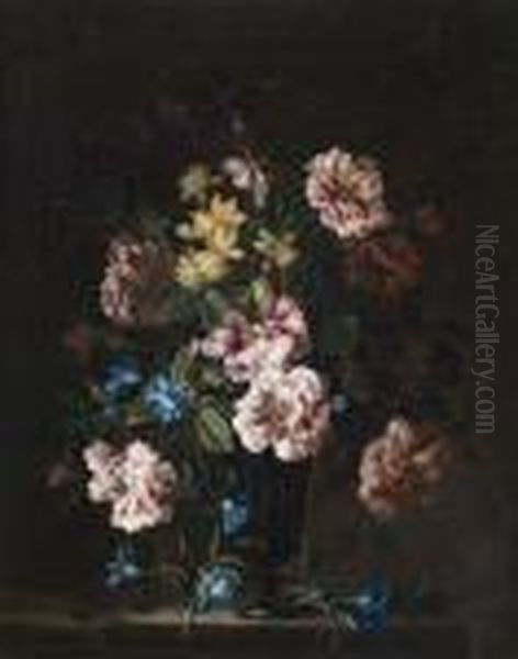 A Still Life With Roses Oil Painting by Simon Hardime