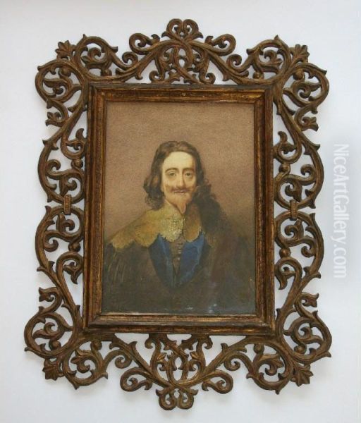 Portraits Of King Charles I; And Oliver Cromwell Oil Painting by George Perfect Harding