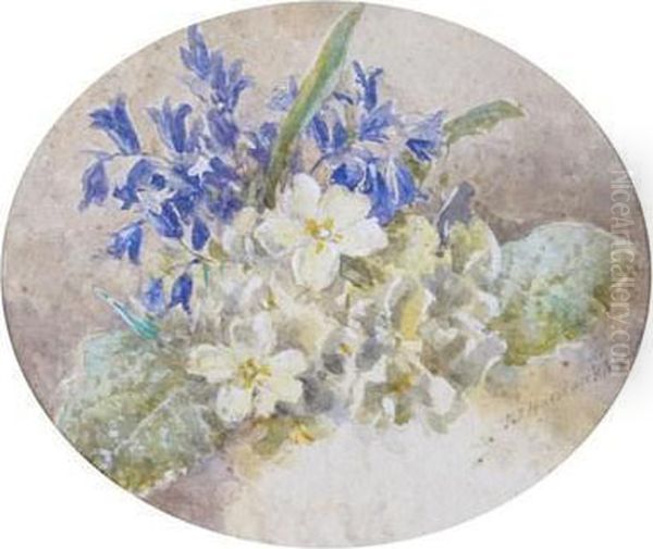 Still Life Of Primroses And Hyacinths Oil Painting by John Jessop Hardwick