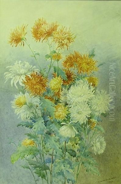 Chrysanthemums Oil Painting by John Jessop Hardwick