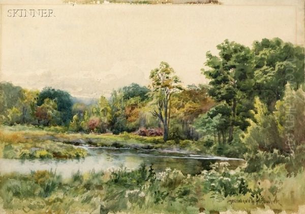 Springtime River View Oil Painting by Melbourne Havelock Hardwick