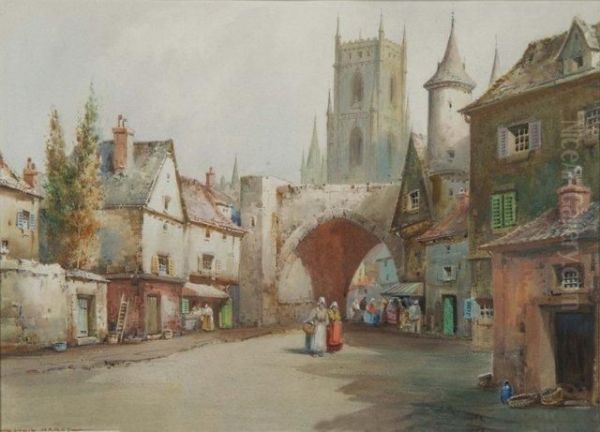 An Old Brittany Town Oil Painting by Cyril Hardy