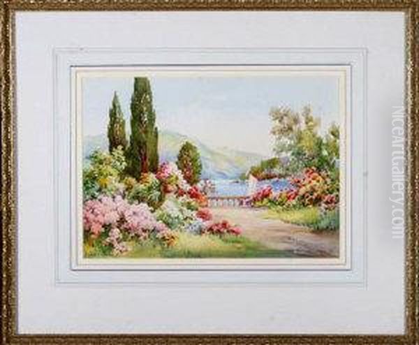 A Lakeside Garden In Summer Oil Painting by Cyril Hardy