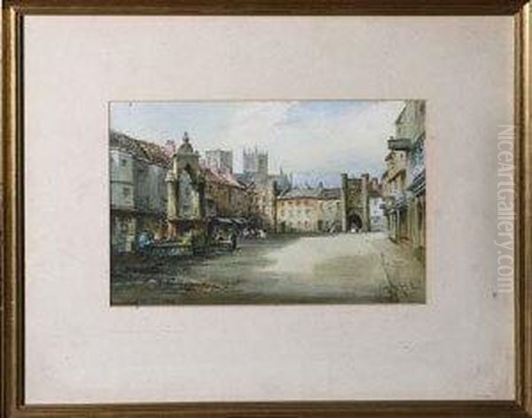 The Old Market Place, Wells Oil Painting by Cyril Hardy