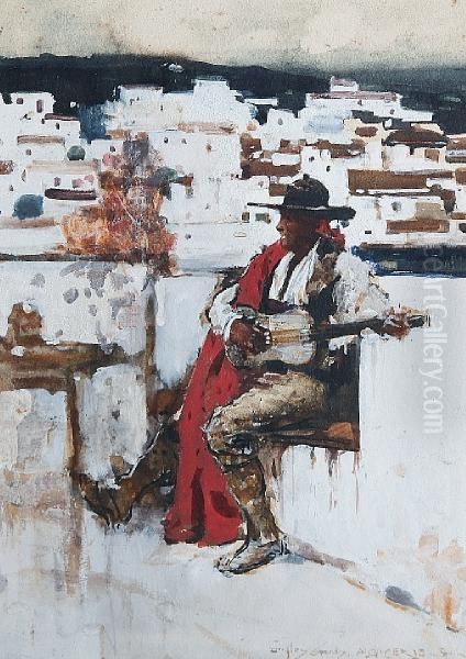 The Flamenco Guitarist Oil Painting by Dudley Hardy