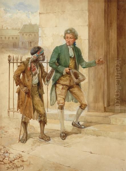 Gentleman And Beggar Oil Painting by Evelyn Stuart Hardy