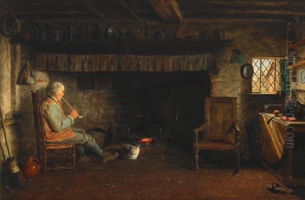 Quiet Evening By The Fire Oil Painting by Frederick Daniel Hardy