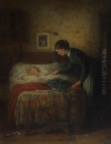 Mother And Child Oil Painting by Frederick Daniel Hardy