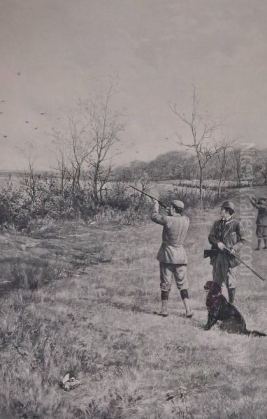 Pheasant Shooting And A Partridge Drive Oil Painting by Heywood Hardy