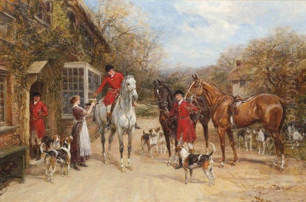 A Drink Before The Hunt Oil Painting by Heywood Hardy