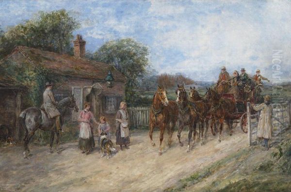 Entering The Gate Oil Painting by Heywood Hardy