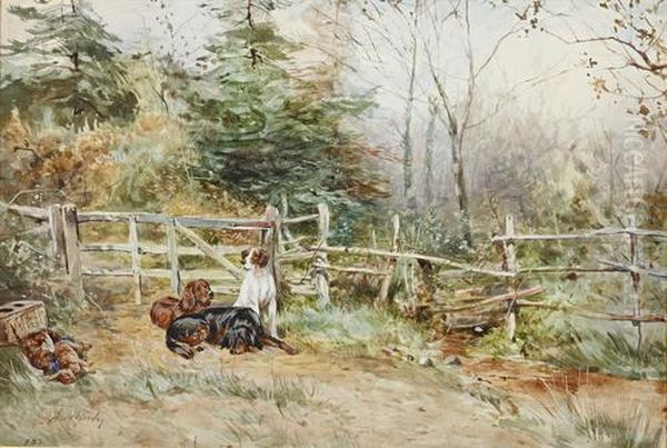 Gun Dogs With The Day's Bag Oil Painting by James Jnr Hardy