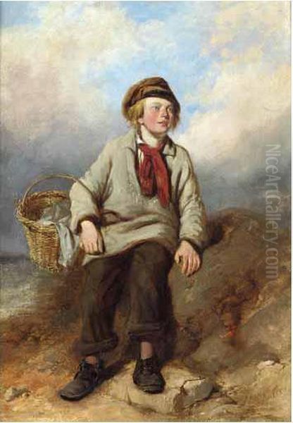 The Little Fisherboy Oil Painting by James Hardy Jnr