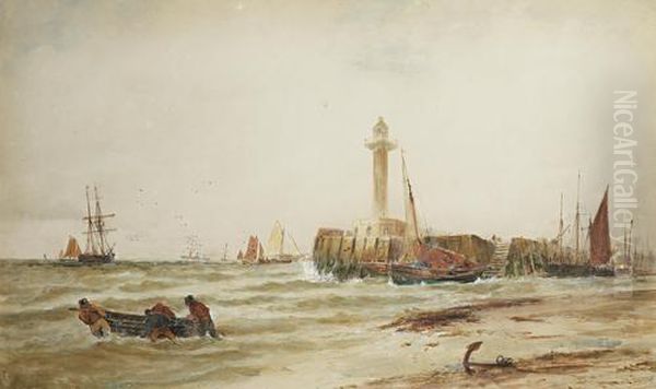 The Entrance To Margate Harbour Oil Painting by Thomas Bush Hardy