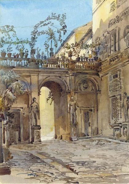 Palazzo Antichi Mattei, Rome Oil Painting by Augustus John Cuthbert Hare