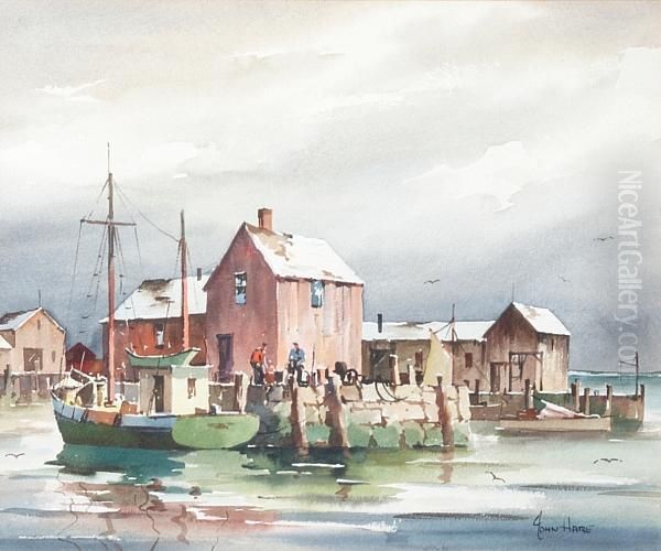 Fishing Village Oil Painting by John Knowles Hare