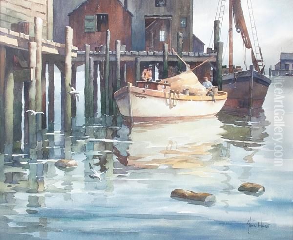 Returning Fishermen, Gloucester Oil Painting by John Knowles Hare