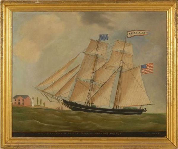 Brig J.r. Rhoades Of Boston Franklin Mathews Master Oil Painting by William Hare