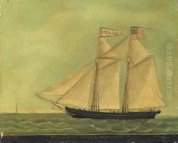 The Schooner Pearl Off A Lighthouse by William Hare